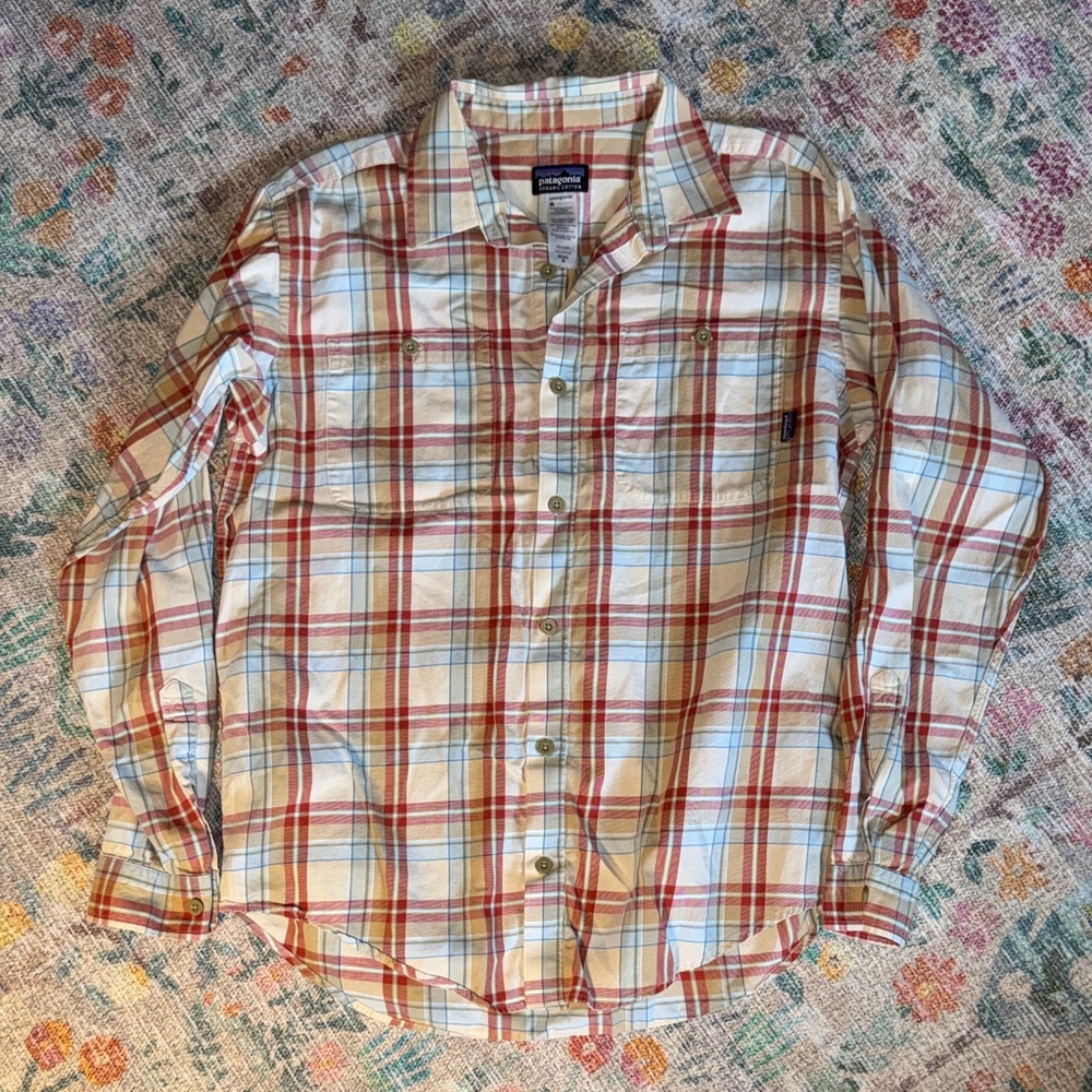 Patagonia Men’s M Button Up Organic Cotton Multicolor Plaid Shirt